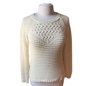Lilly Pulitzer White Open Knit Long Sleeve Sweater, Small. Preppy, oldmoney, coa